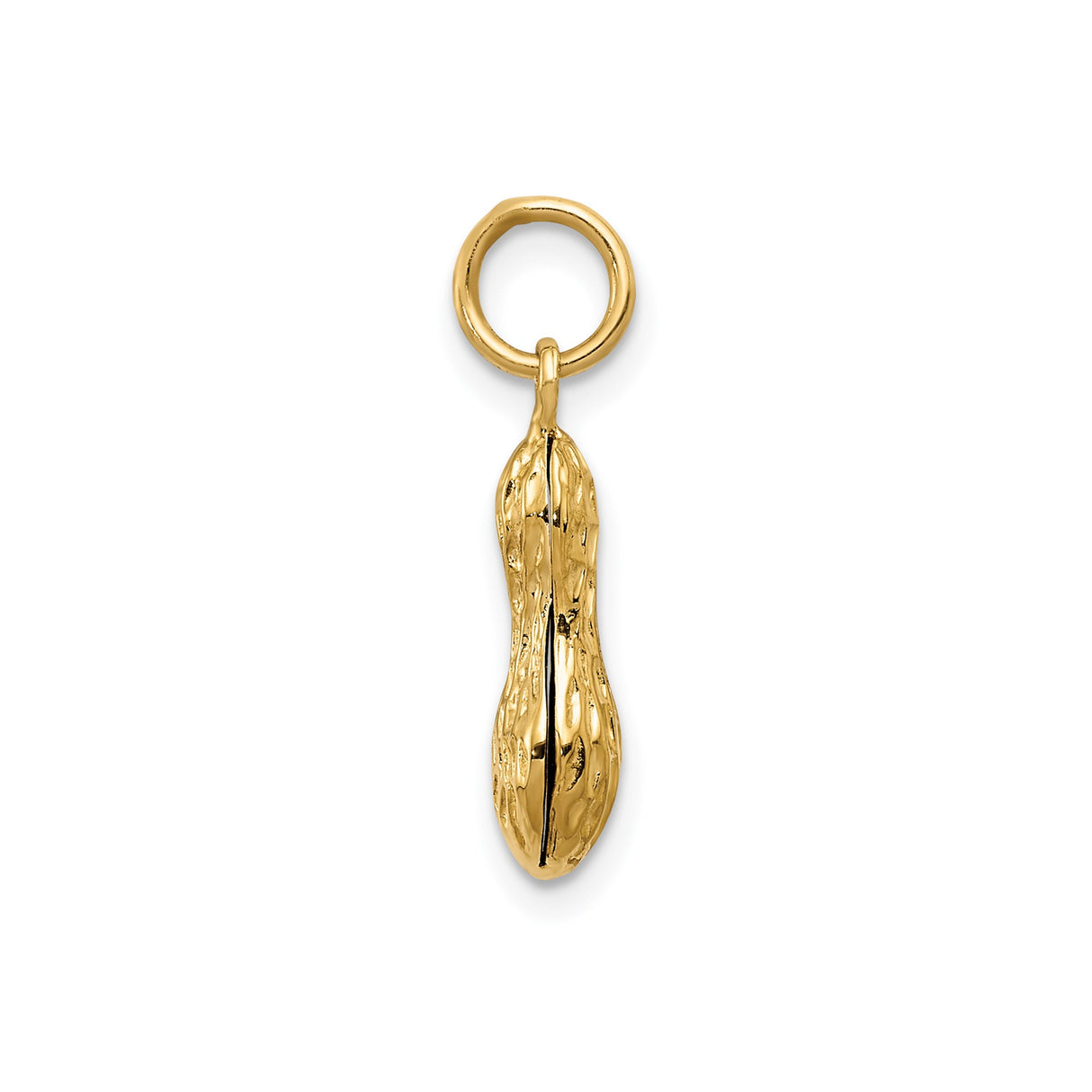 14k Yellow Gold Peanut Charm Pendant with Realistic Shell Texture, Unisex Lucky Jewelry