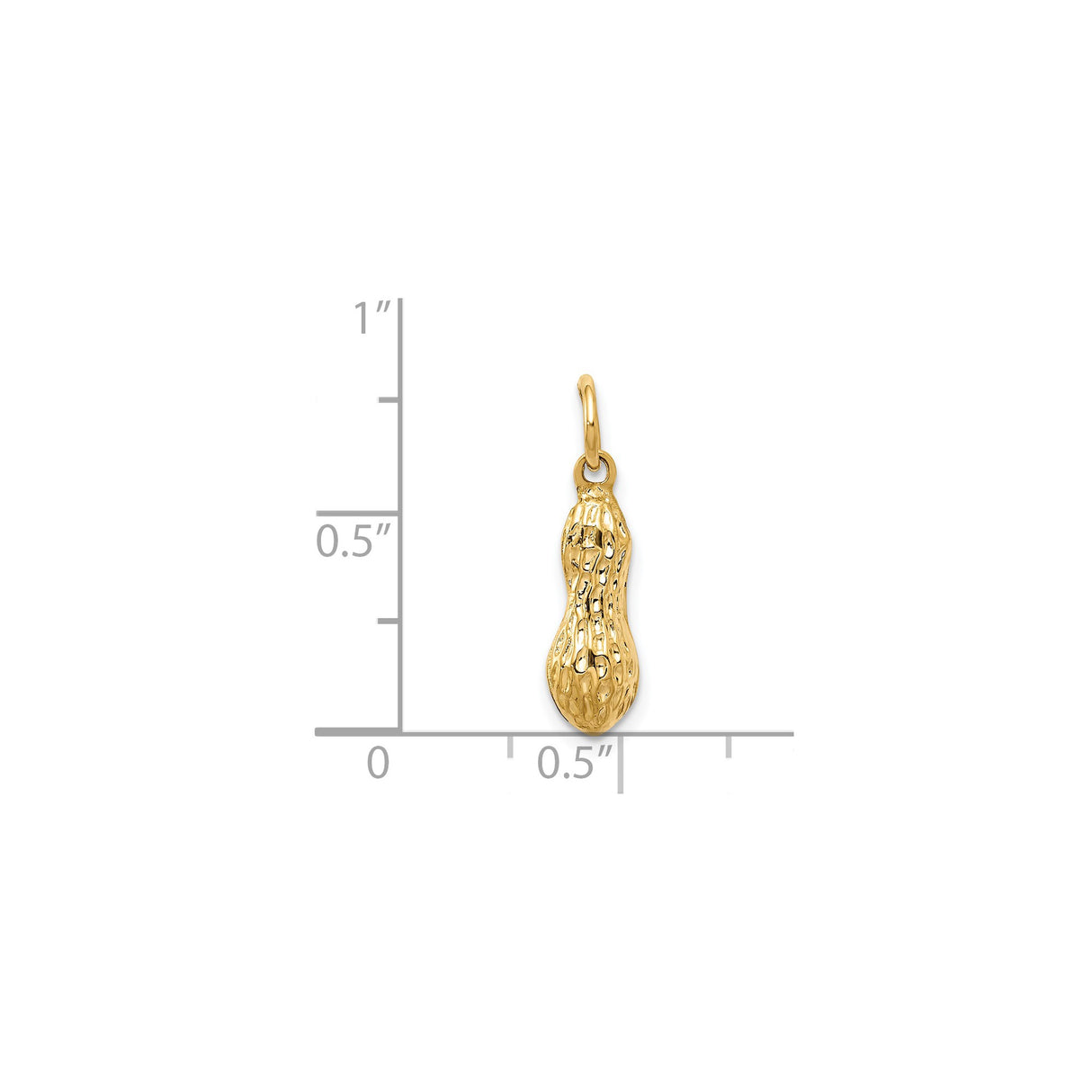 14k Yellow Gold Peanut Charm Pendant with Realistic Shell Texture, Unisex Lucky Jewelry
