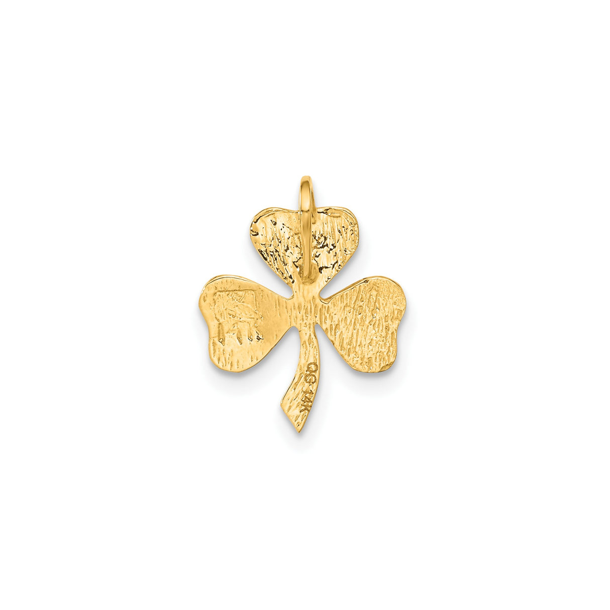 14k Yellow Gold Shamrock Pendant with Detailed Three-Leaf Clover Design, Celtic Irish Charm