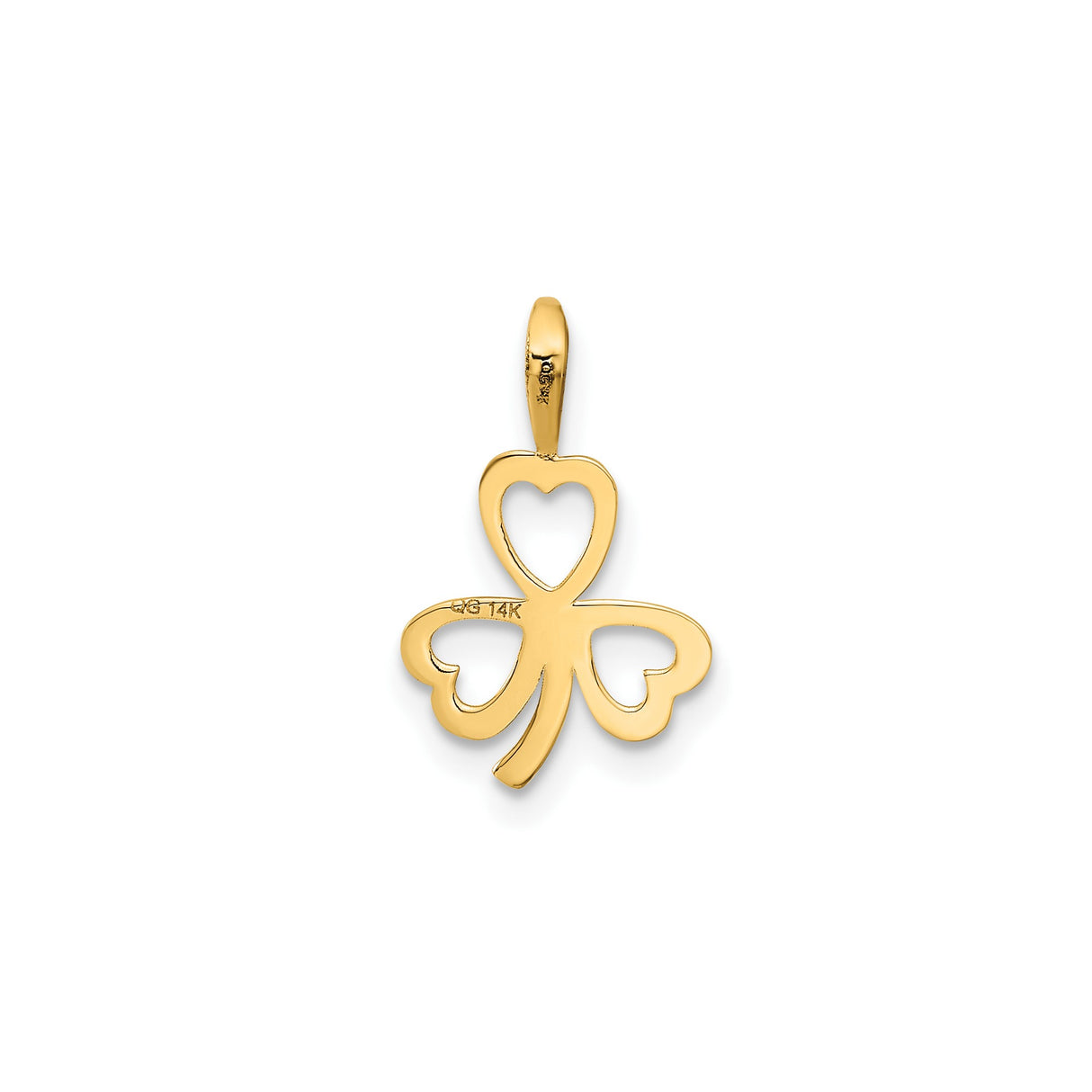 14k Yellow Gold Shamrock Pendant with Heart Leaf Celtic Design, Irish Symbol of Love and Luck