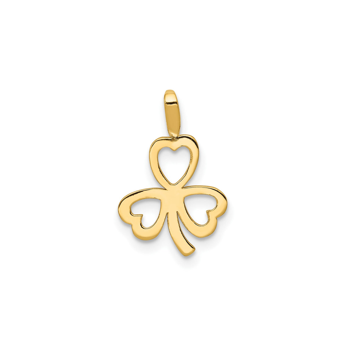 14k Yellow Gold Shamrock Pendant with Heart Leaf Celtic Design, Irish Symbol of Love and Luck