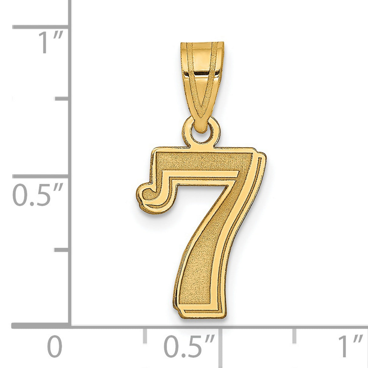 Polished Etched Number 7 Charm Pendant in Real 14k Yellow Gold