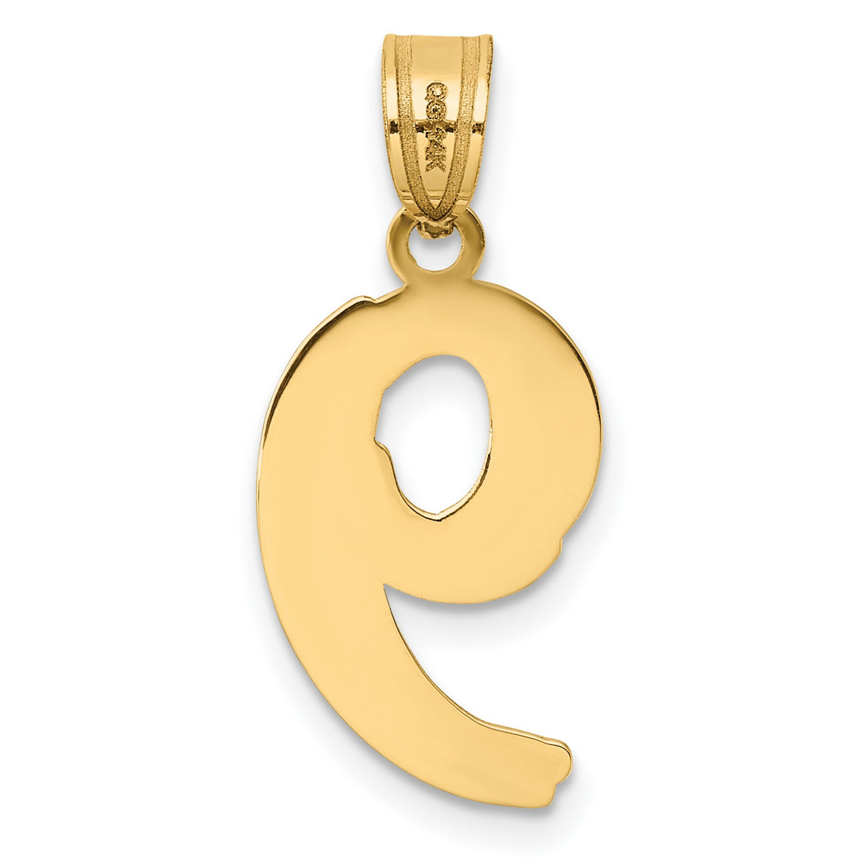 14k Yellow Gold Number 9 Pendant, Polished and Textured Modern Numeric Charm, Unisex
