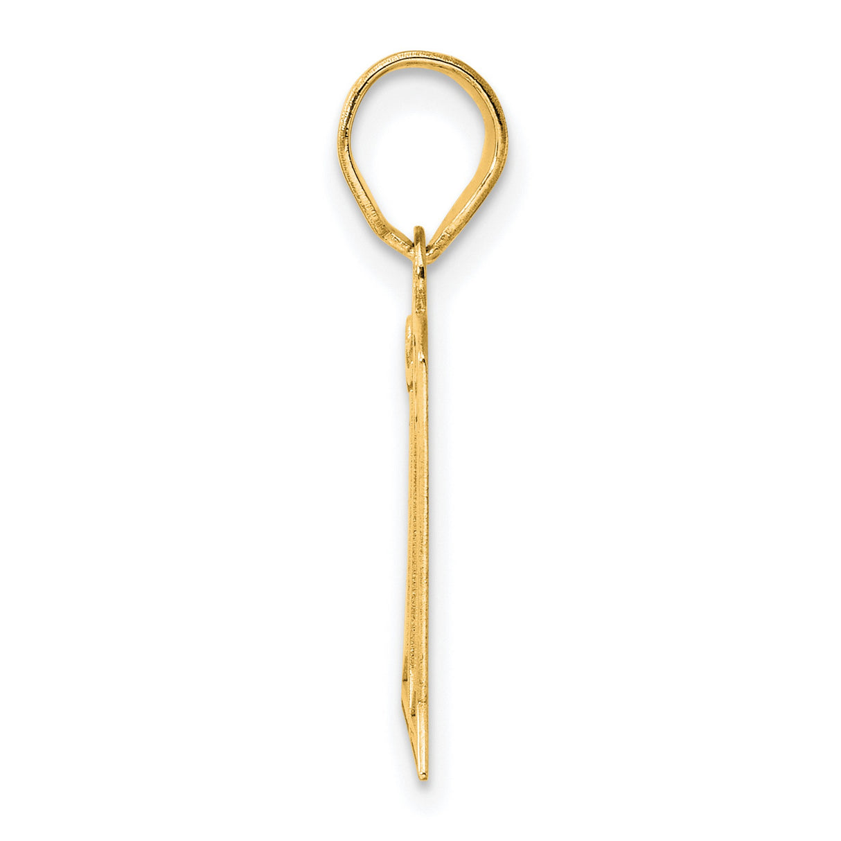 Polished Etched Number 11 Charm Pendant in Real 14k Yellow Gold