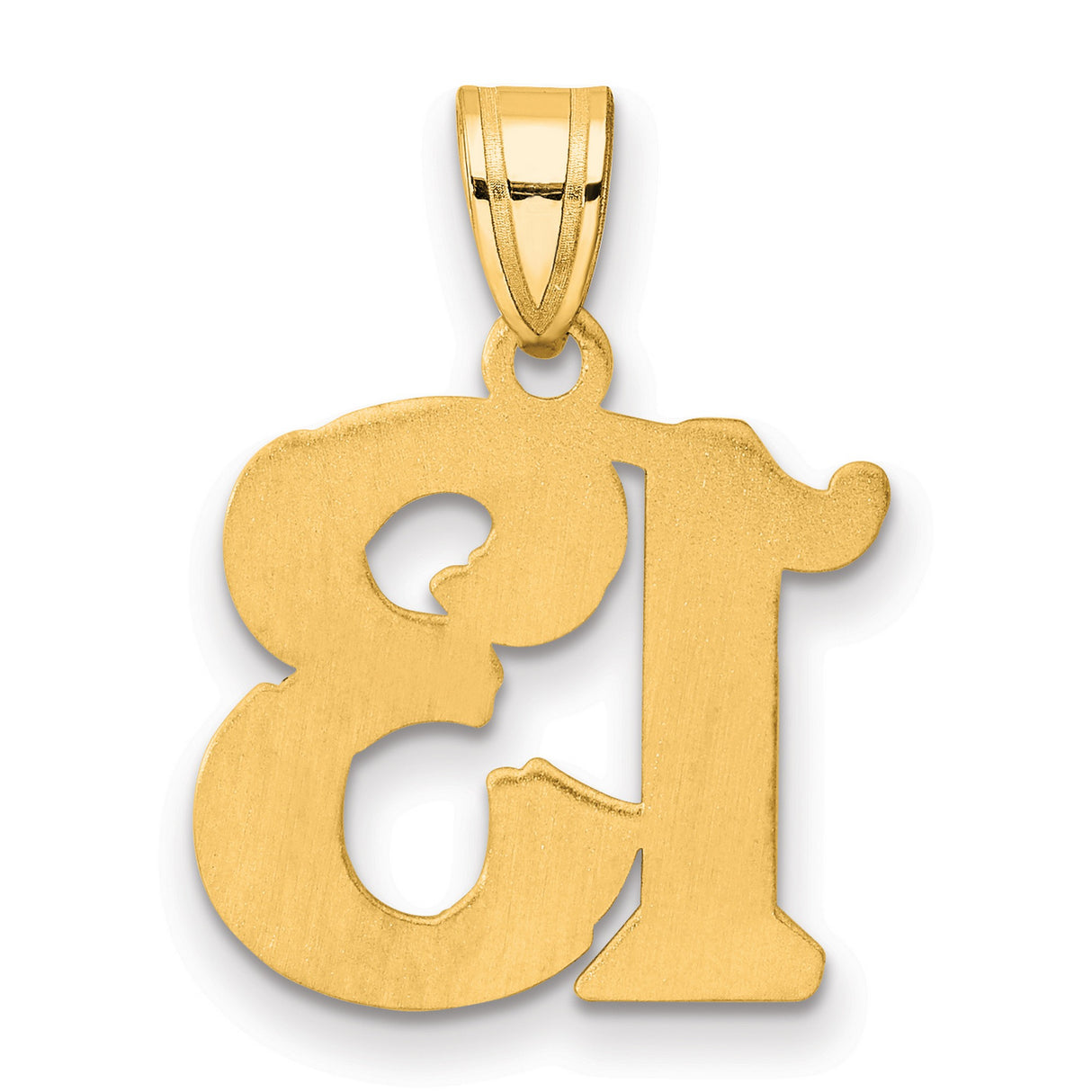 Polished Etched Number 13 Charm Pendant in Real 14k Yellow Gold