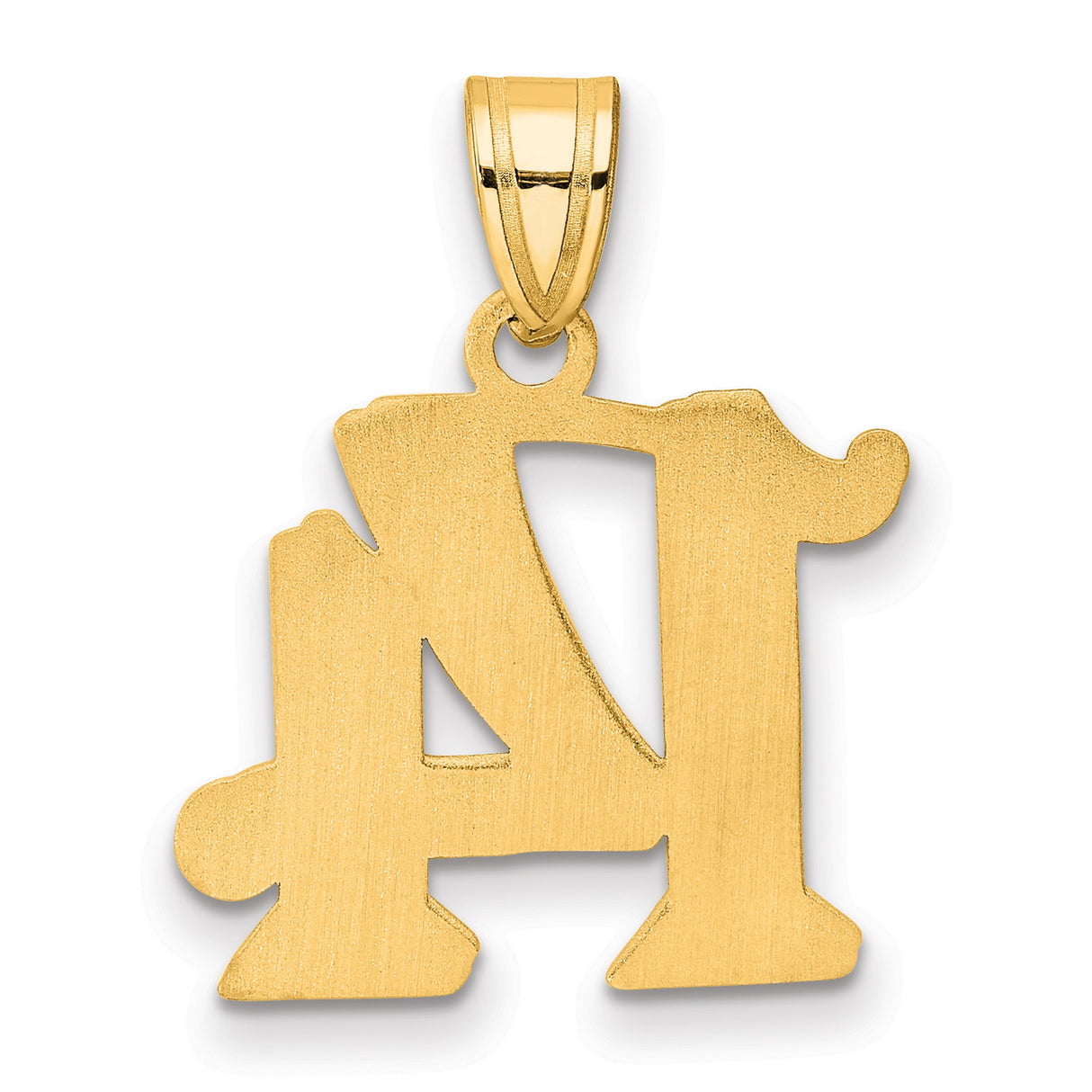 Polished Etched Number 14 Charm Pendant in Real 14k Yellow Gold
