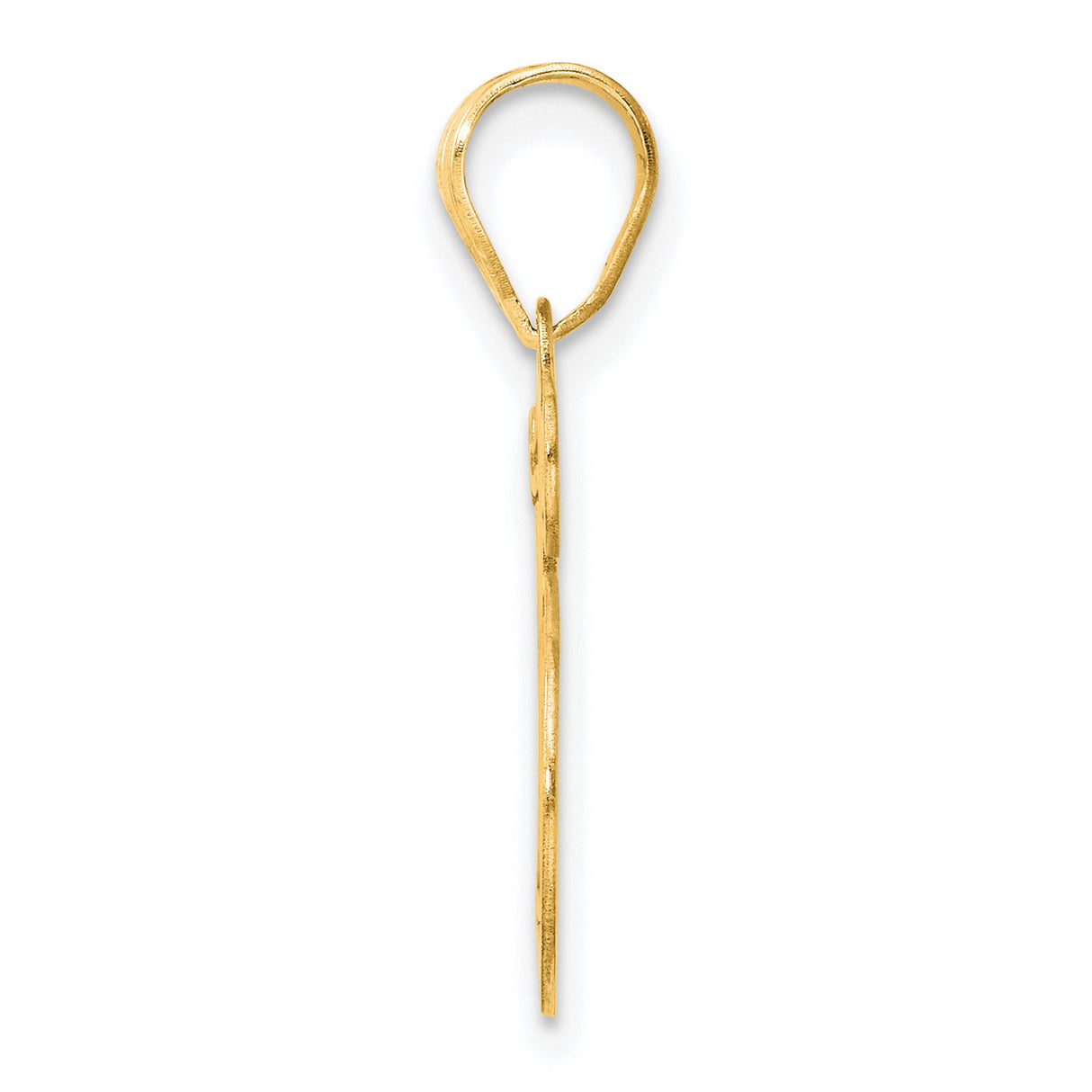 Polished Etched Number 15 Charm Pendant in Real 14k Yellow Gold