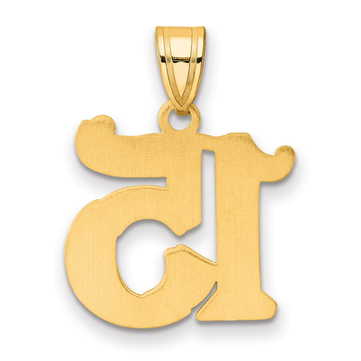 Polished Etched Number 15 Charm Pendant in Real 14k Yellow Gold