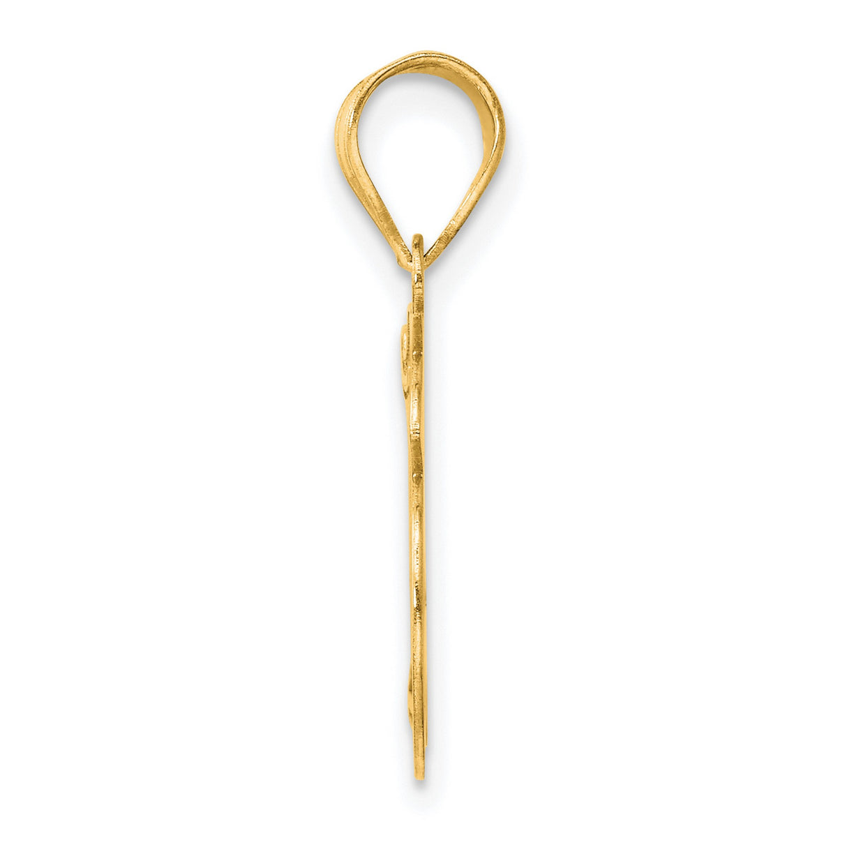 Polished Etched Number 16 Charm Pendant in Real 14k Yellow Gold