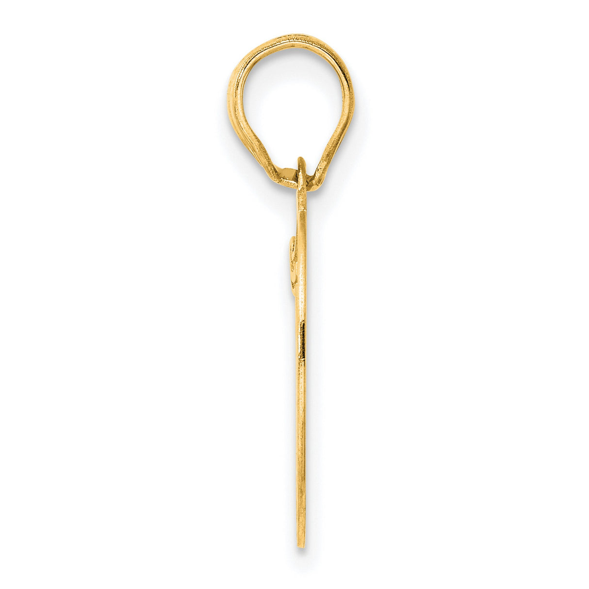 Polished Etched Number 19 Charm Pendant in Real 14k Yellow Gold