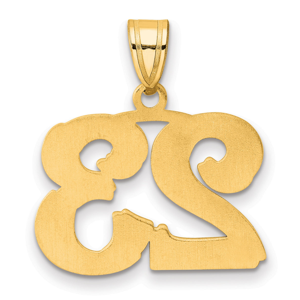 Polished Etched Number 23 Charm Pendant in Real 14k Yellow Gold
