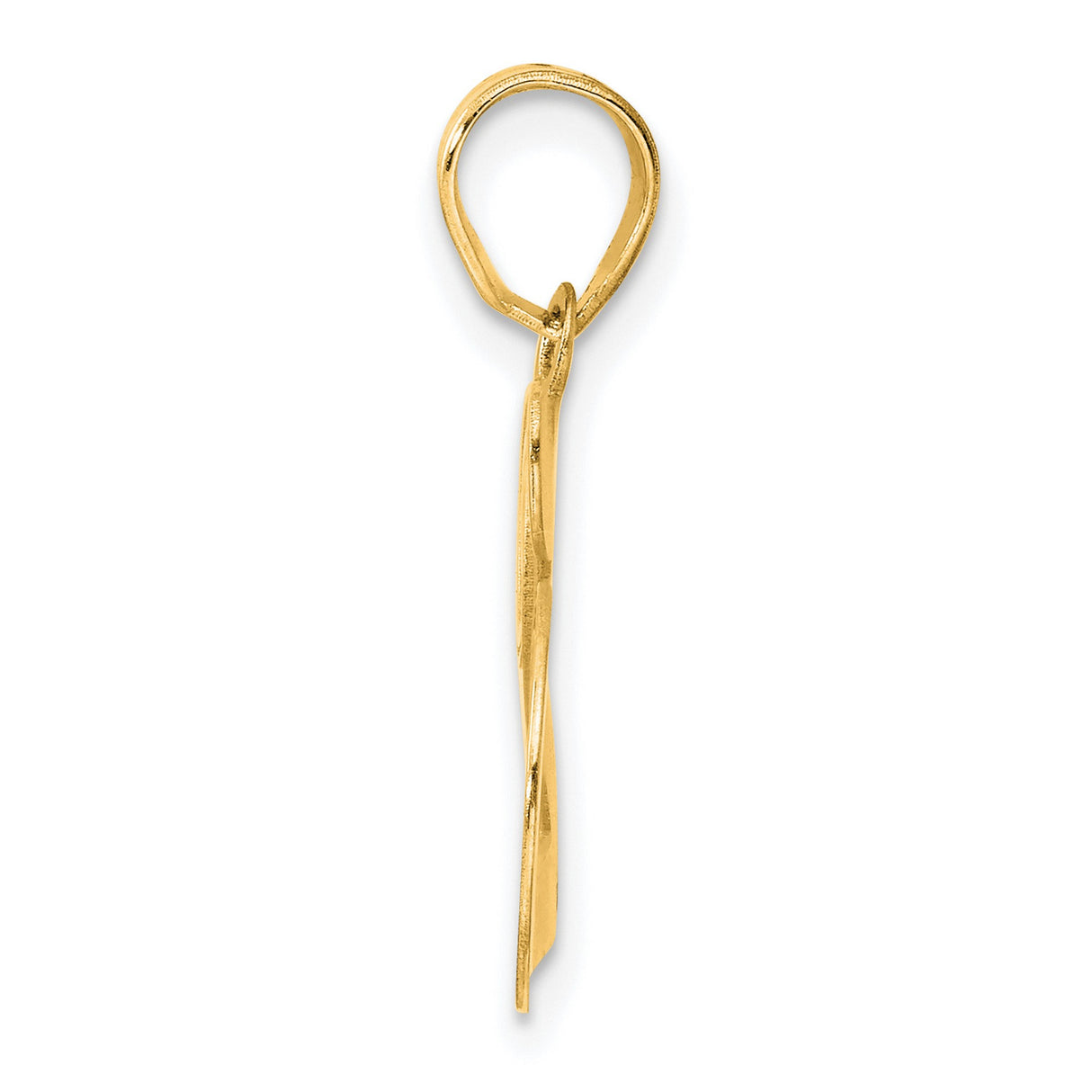 Polished Etched Number 25 Charm Pendant in Real 14k Yellow Gold