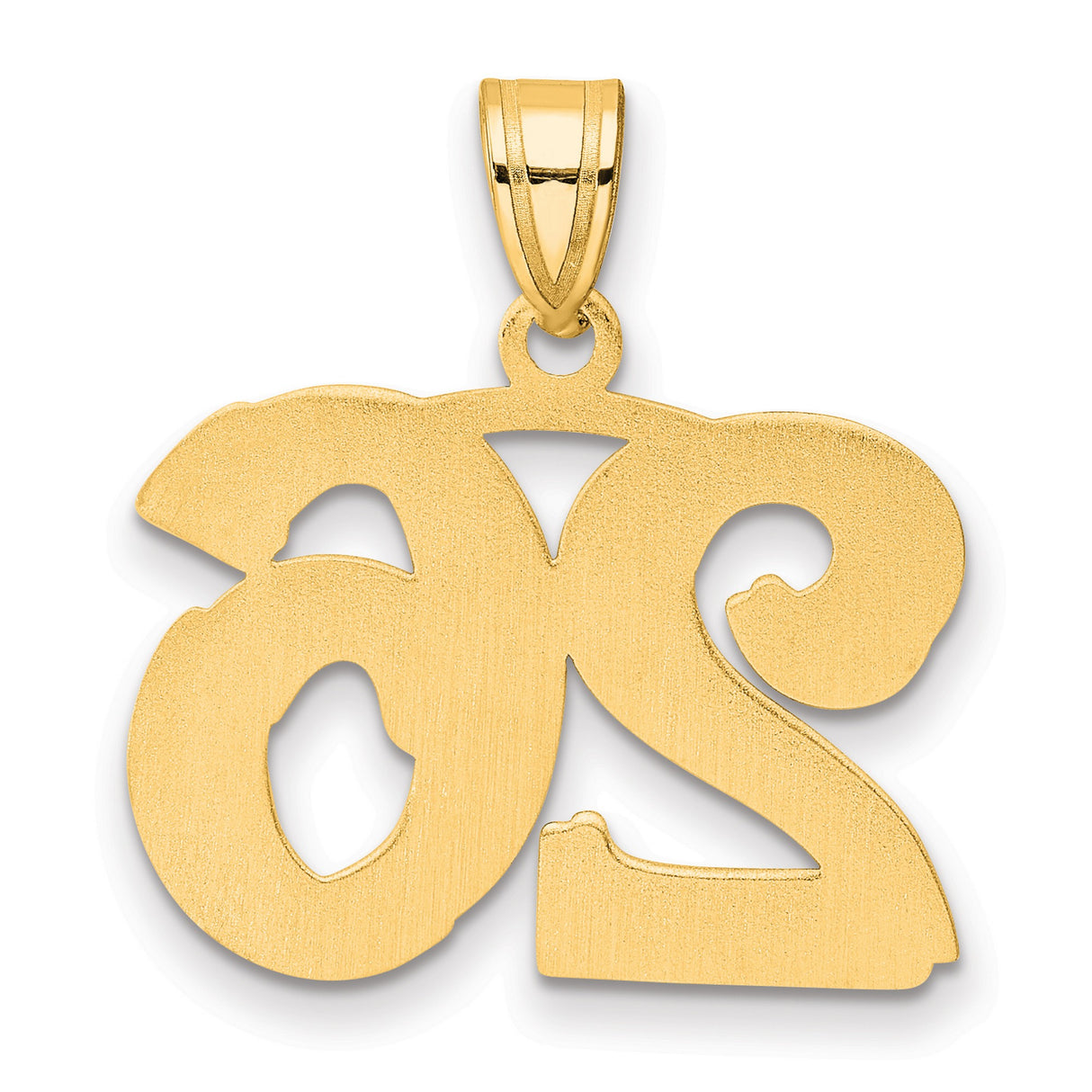 Polished Etched Number 26 Charm Pendant in Real 14k Yellow Gold