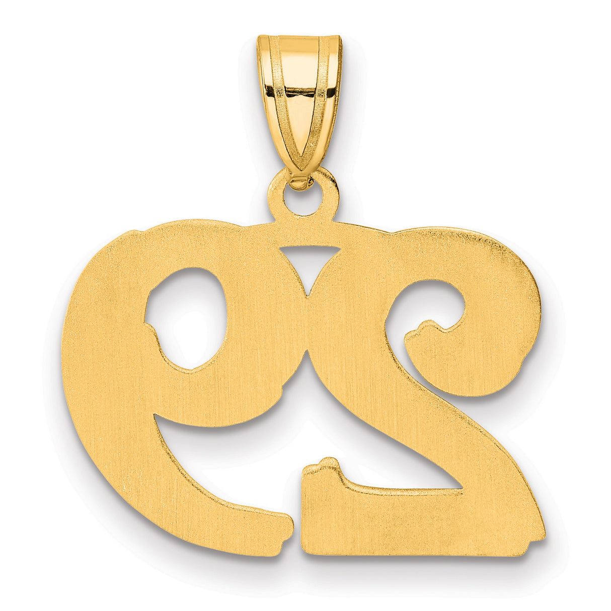 Polished Etched Number 29 Charm Pendant in Real 14k Yellow Gold