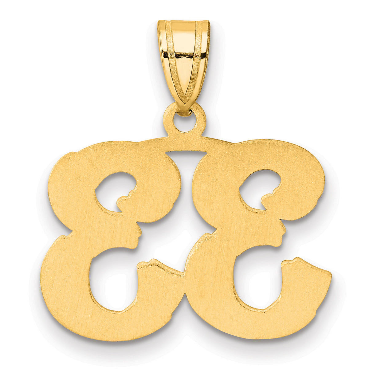 Polished Etched Number 33 Charm Pendant in Real 14k Yellow Gold