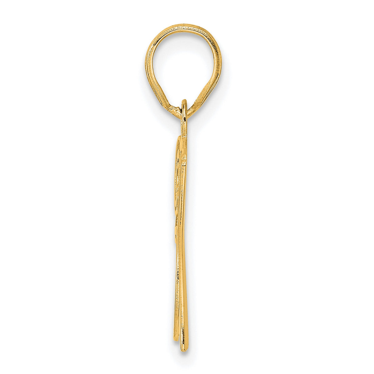 Polished Etched Number 37 Charm Pendant in Real 14k Yellow Gold