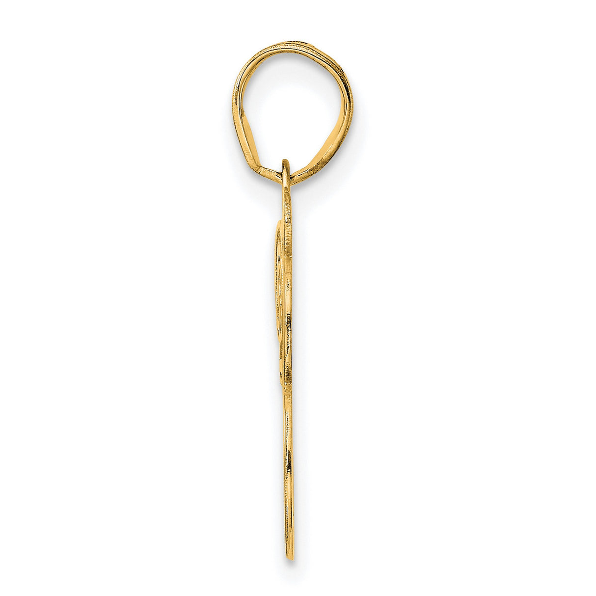 Polished Etched Number 38 Charm Pendant in Real 14k Yellow Gold