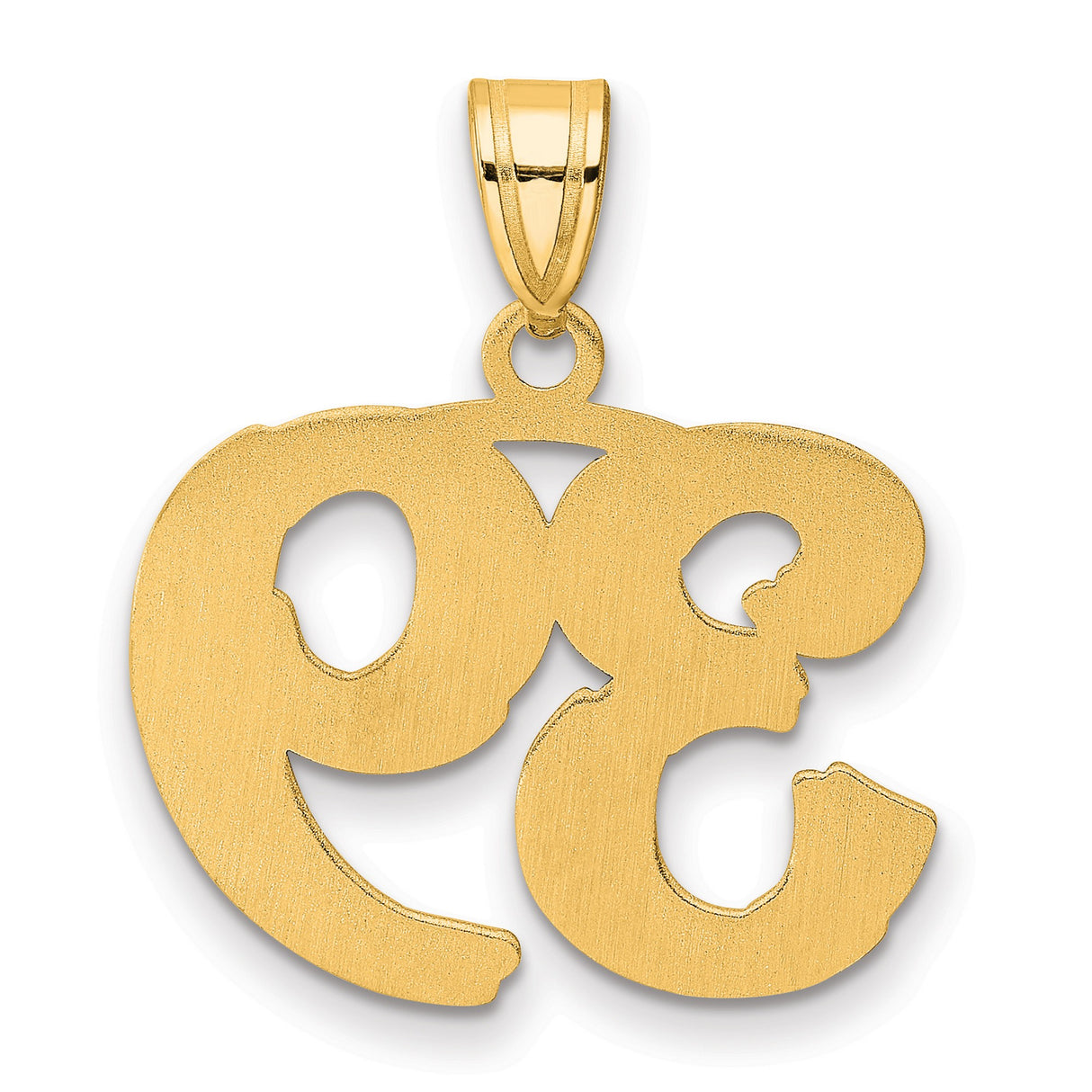 Polished Etched Number 39 Charm Pendant in Real 14k Yellow Gold