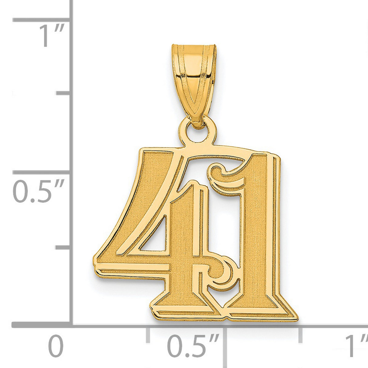 14k Yellow Gold Number 41 Pendant, Bold Font Milestone Charm for Men or Women