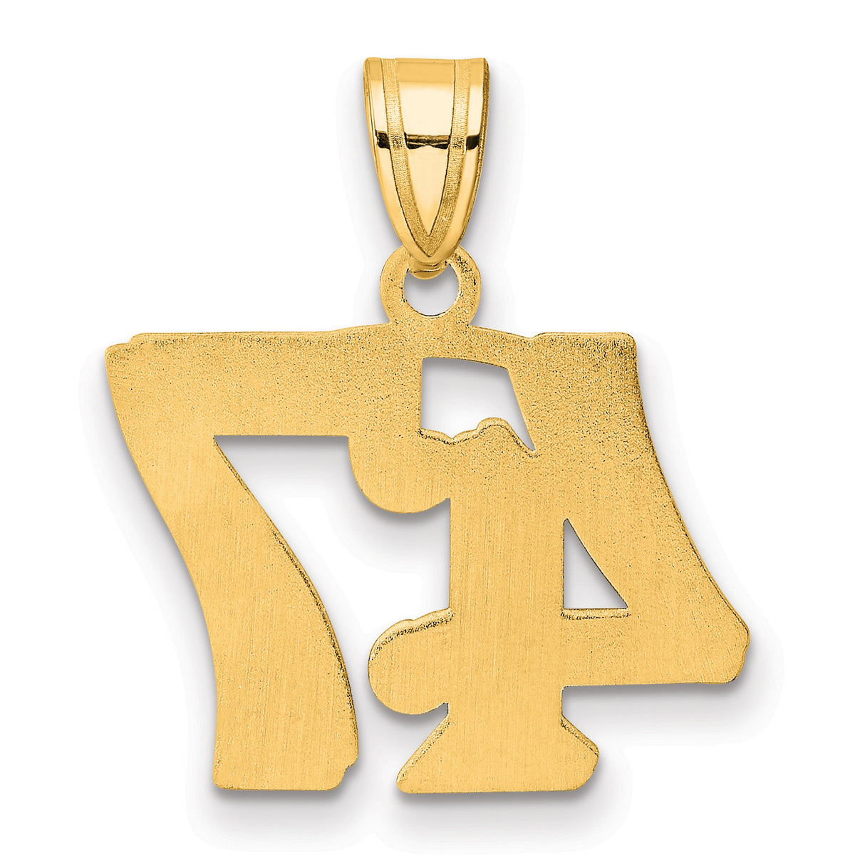 Polished Etched Number 47 Charm Pendant in Real 14k Yellow Gold