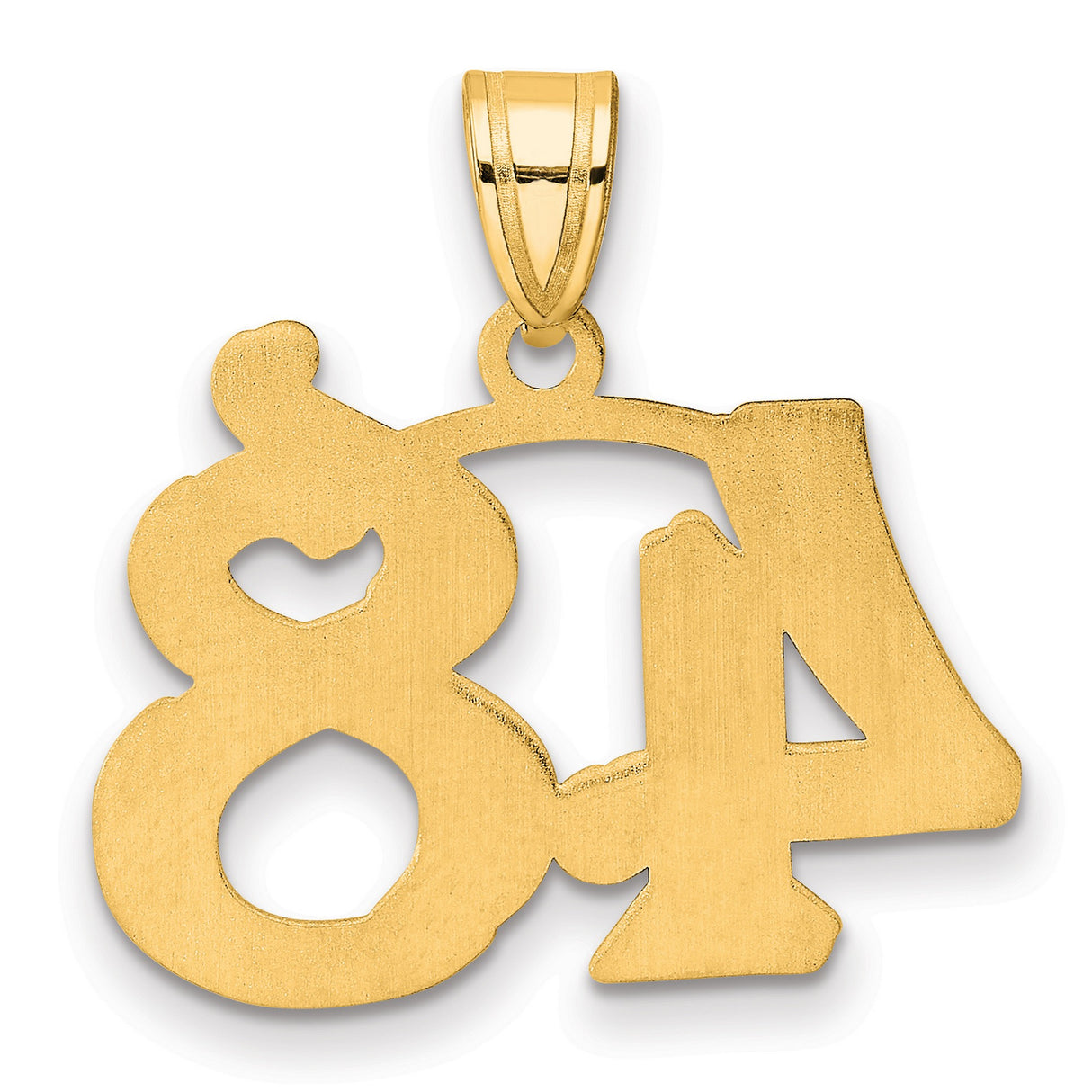Polished Etched Number 48 Charm Pendant in Real 14k Yellow Gold