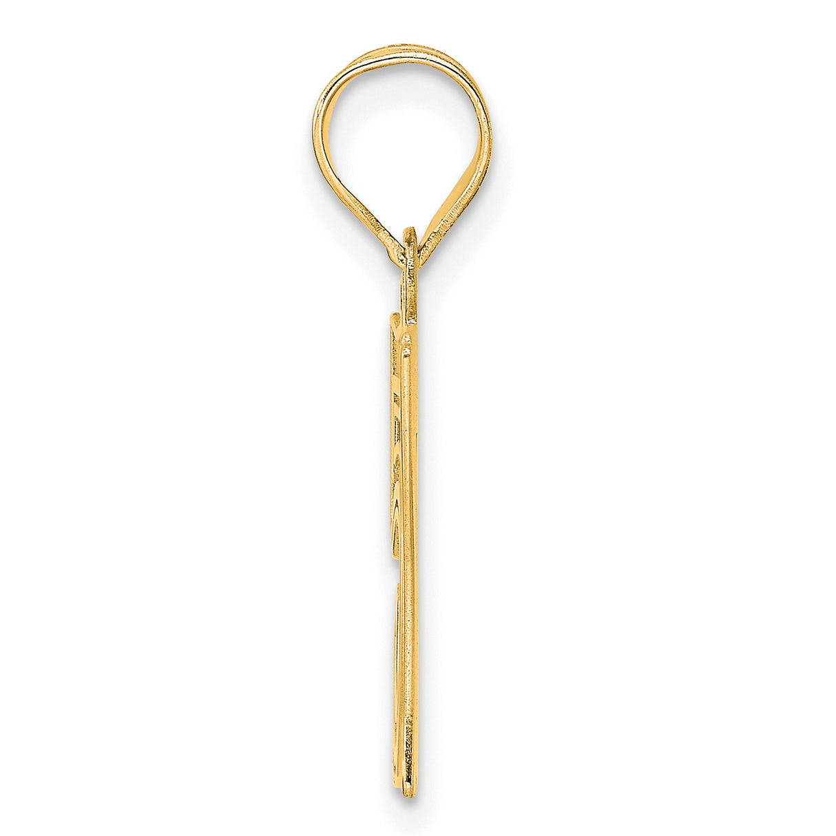 Polished Etched Number 57 Charm Pendant in Real 14k Yellow Gold