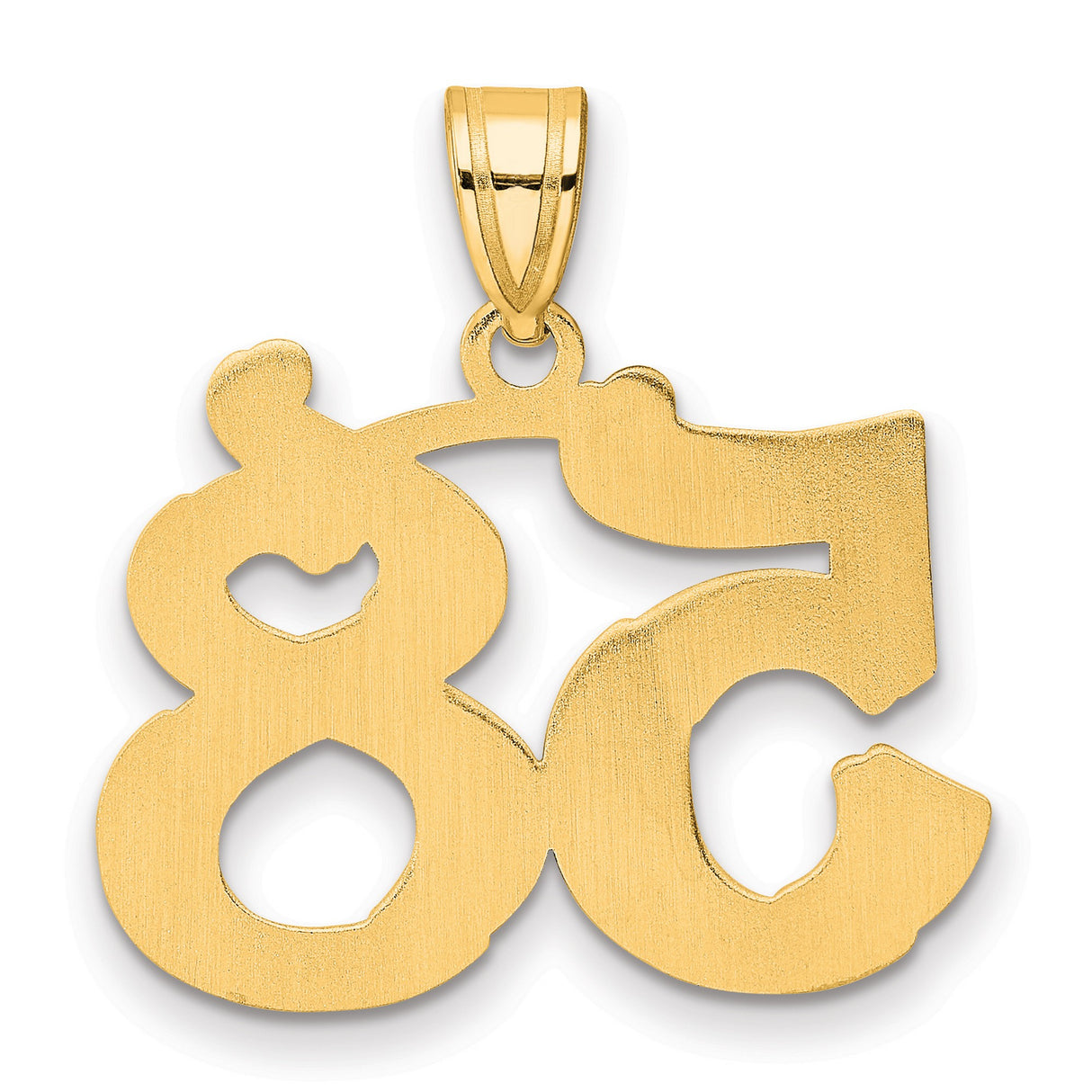 Polished Etched Number 58 Charm Pendant in Real 14k Yellow Gold