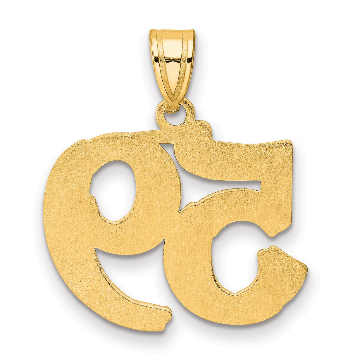 Polished Etched Number 59 Charm Pendant in Real 14k Yellow Gold