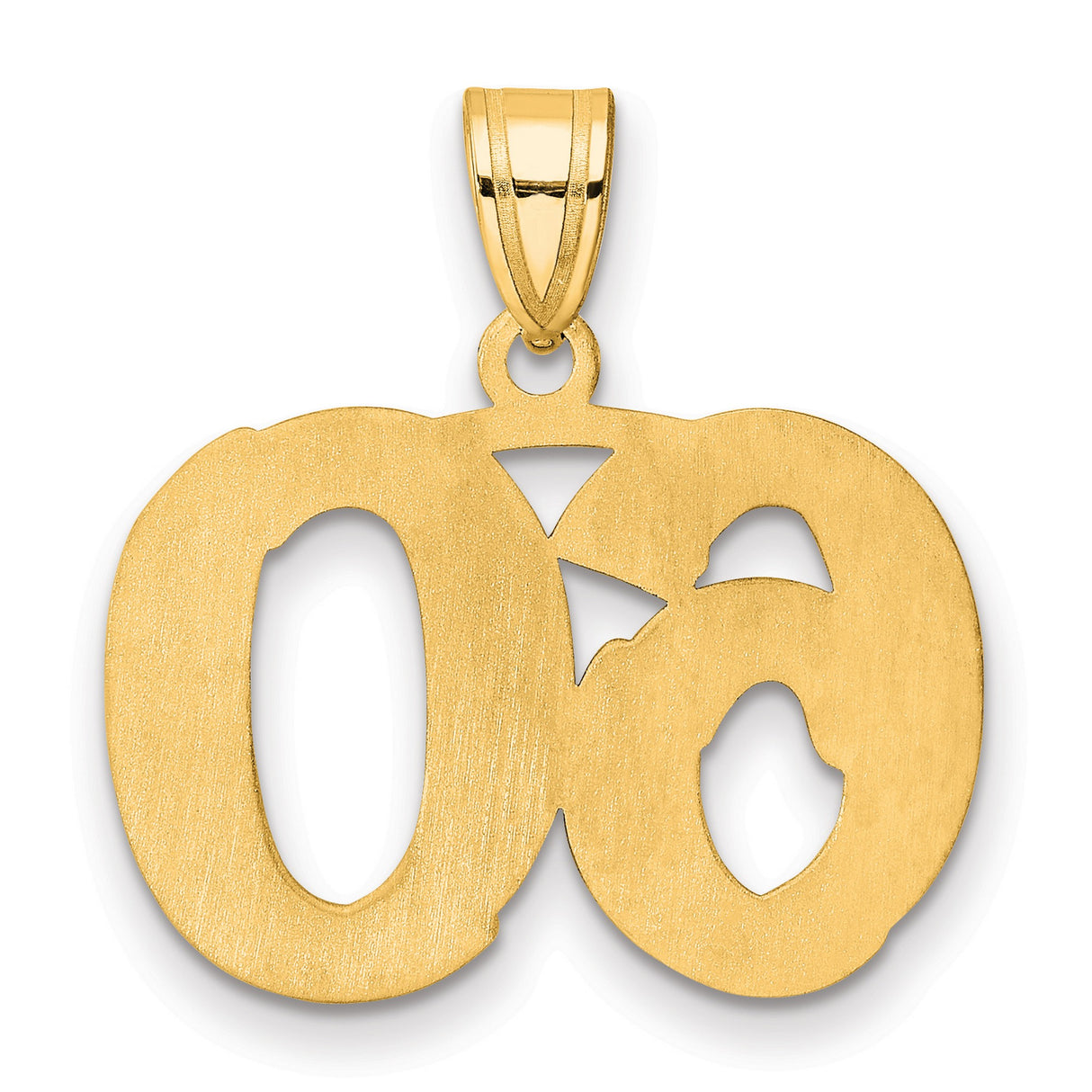 14k Yellow Gold 60 Pendant, Polished Textured Milestone Number Charm for Women or Unisex