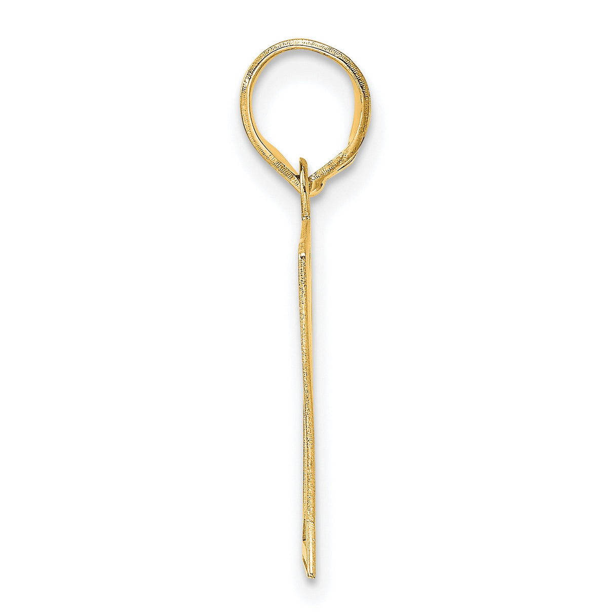 Polished Etched Number 61 Charm Pendant in Real 14k Yellow Gold