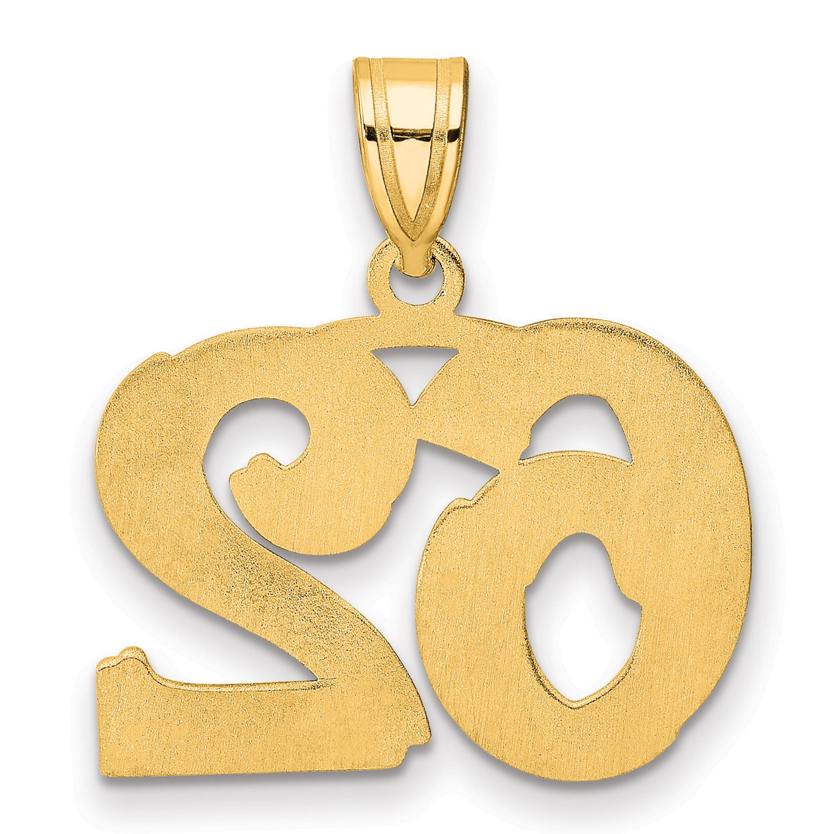 Polished Etched Number 62 Charm Pendant in Real 14k Yellow Gold