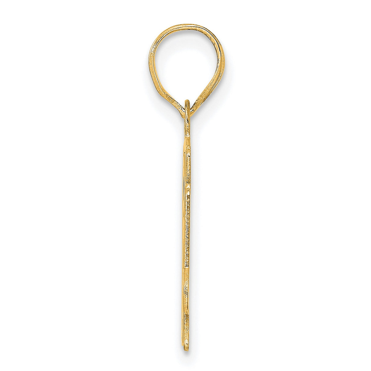 Polished Etched Number 64 Charm Pendant in Real 14k Yellow Gold