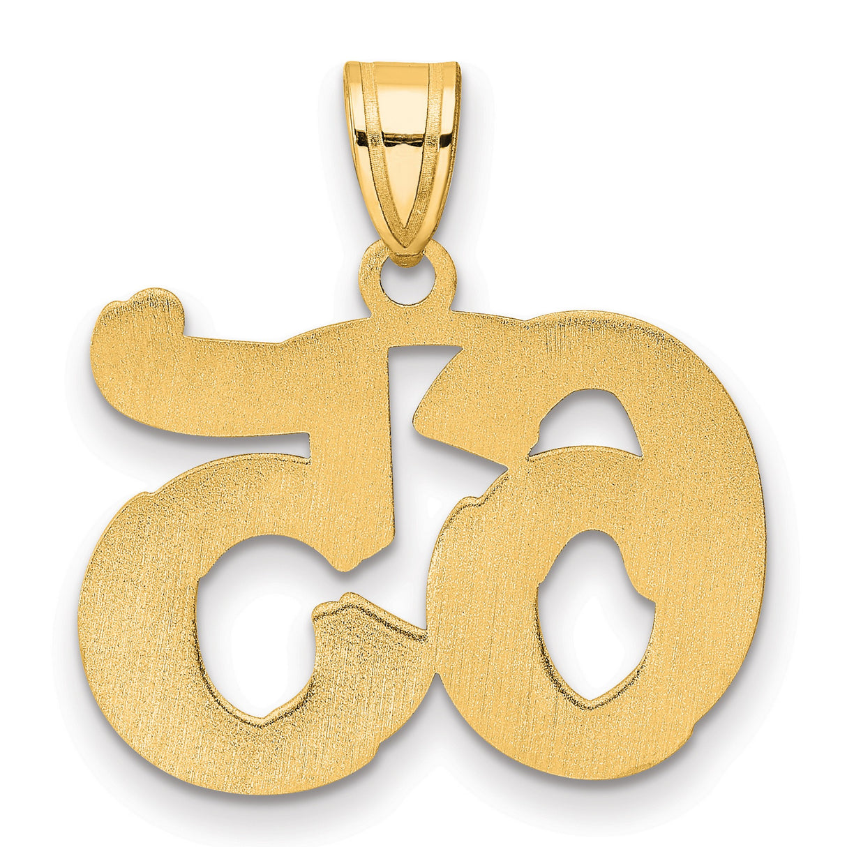 Polished Etched Number 65 Charm Pendant in Real 14k Yellow Gold