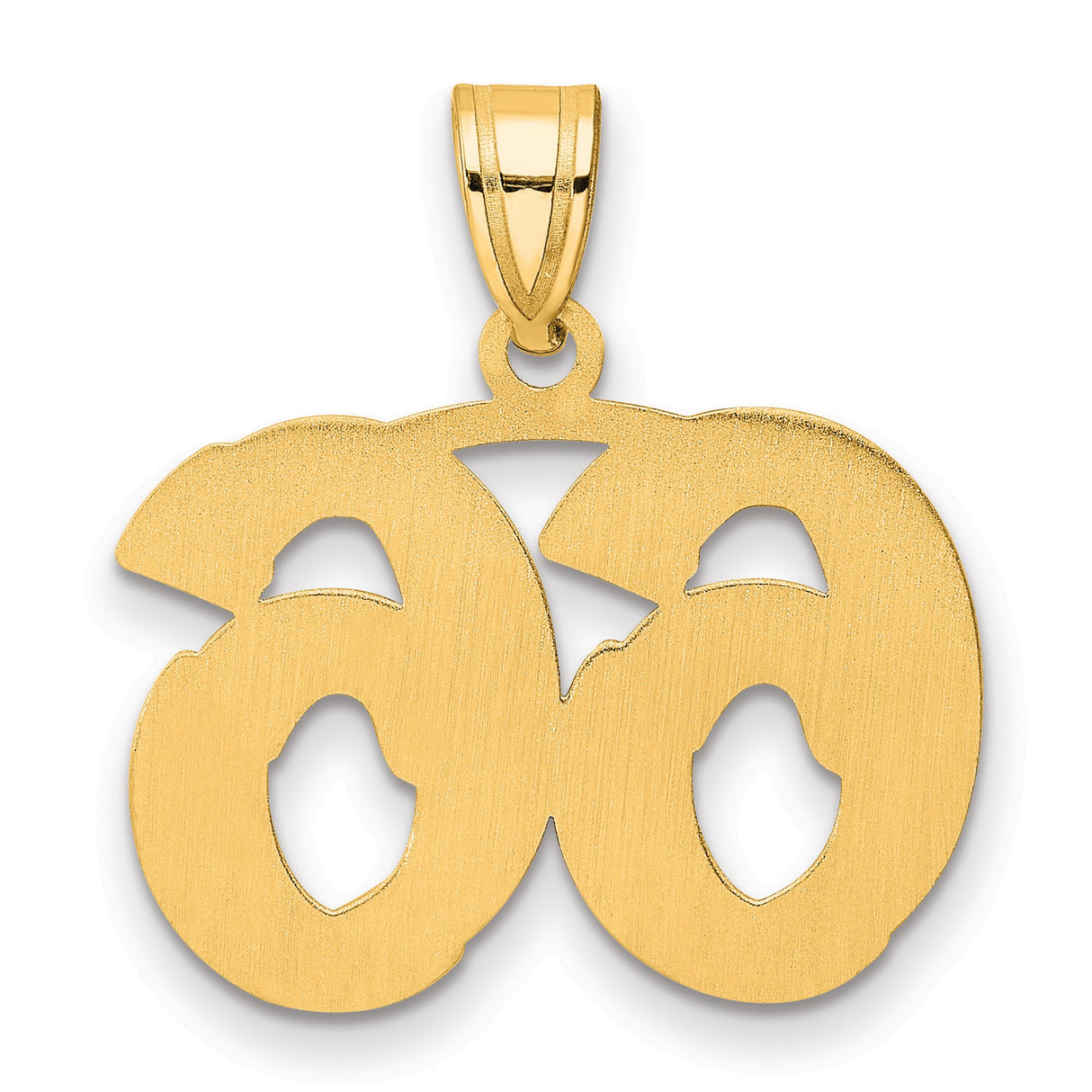 Polished Etched Number 66 Charm Pendant in Real 14k Yellow Gold