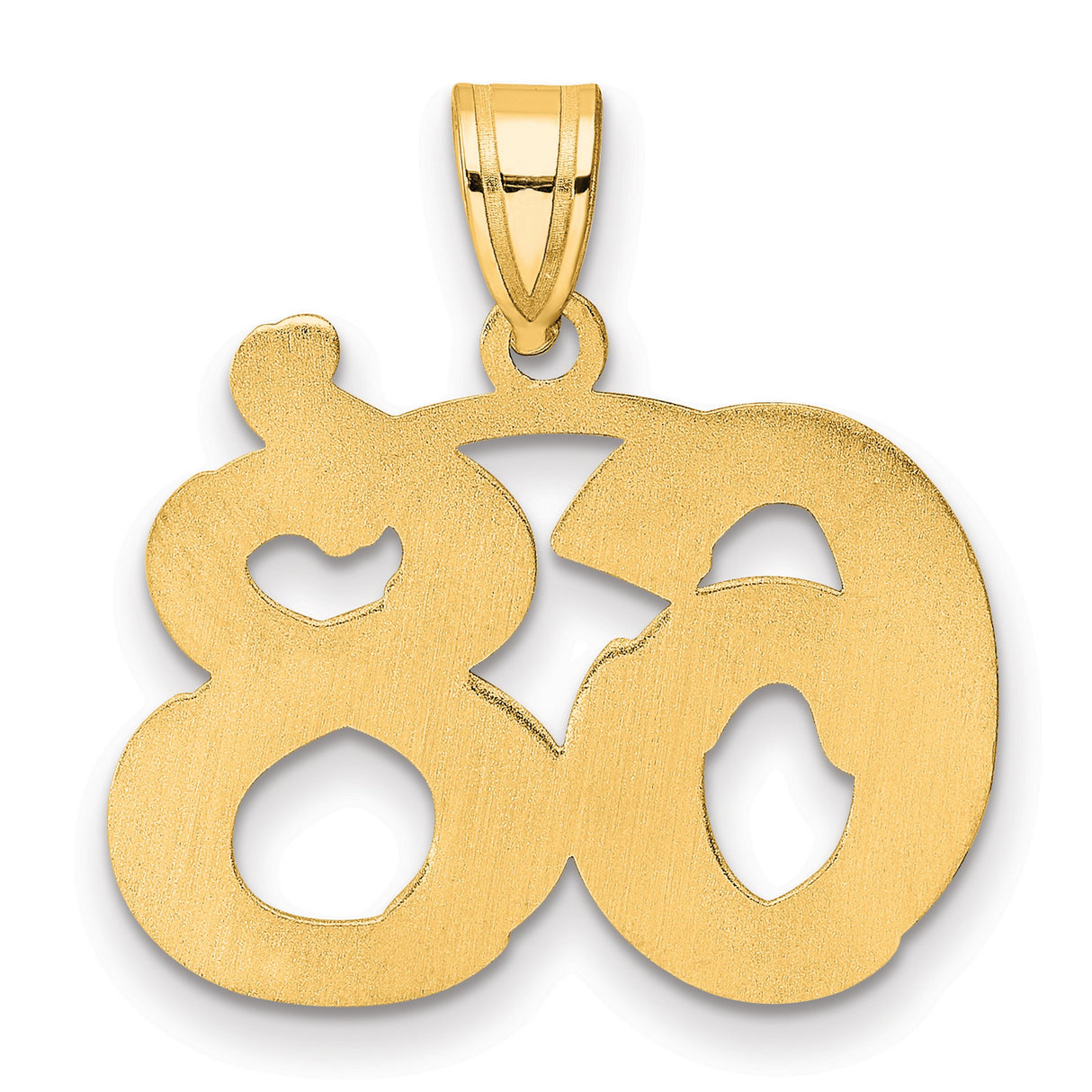 Polished Etched Number 68 Charm Pendant in Real 14k Yellow Gold