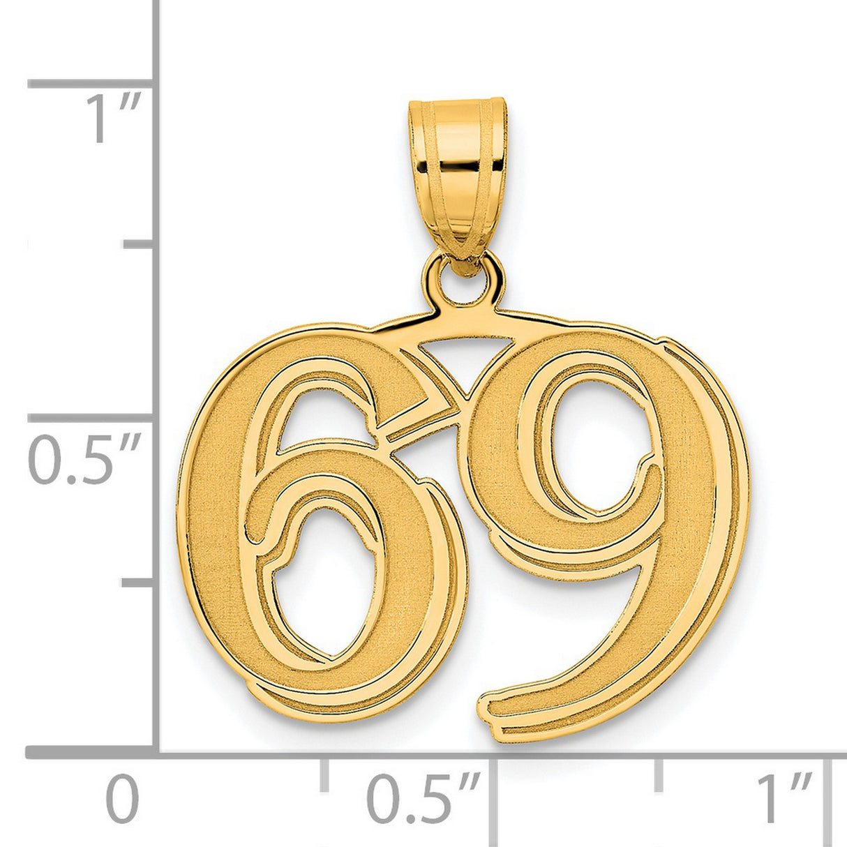 14k Yellow Gold Number 69 Pendant, Polished Bold Unisex Charm, Astrological Statement Jewelry