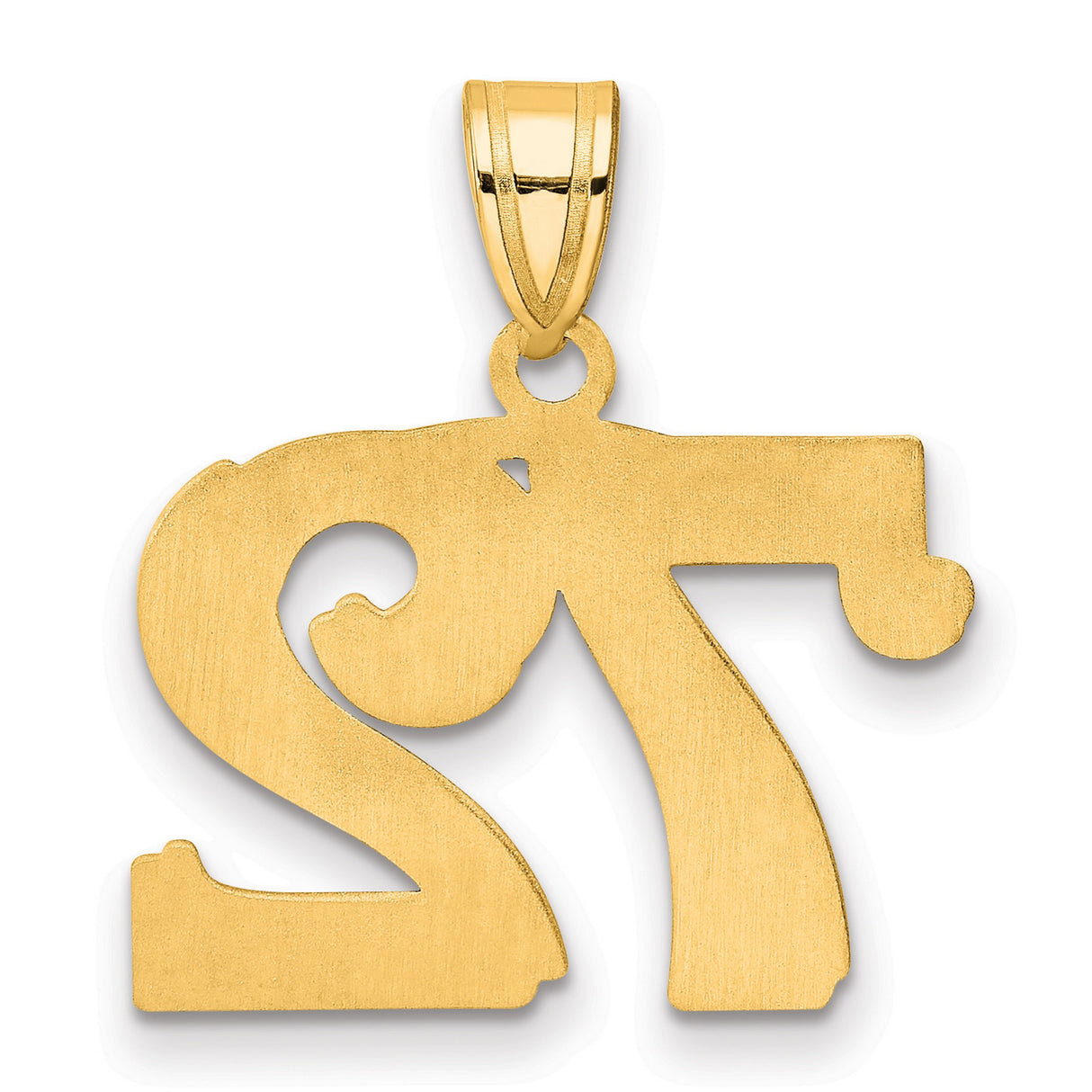 Polished Etched Number 72 Charm Pendant in Real 14k Yellow Gold