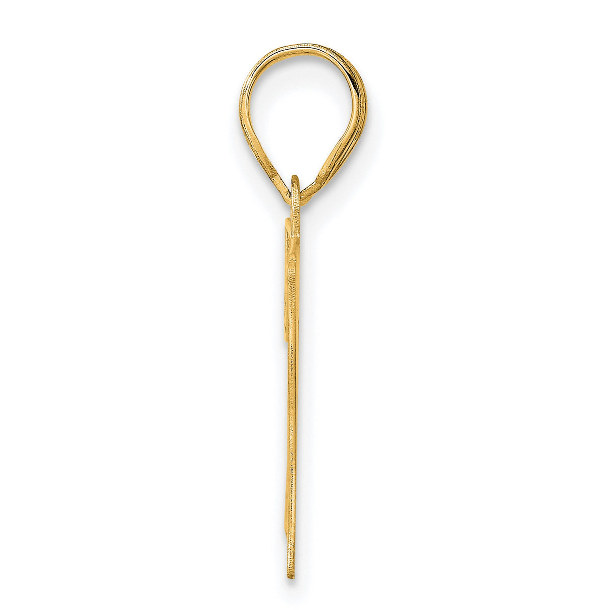 Polished Etched Number 77 Charm Pendant in Real 14k Yellow Gold