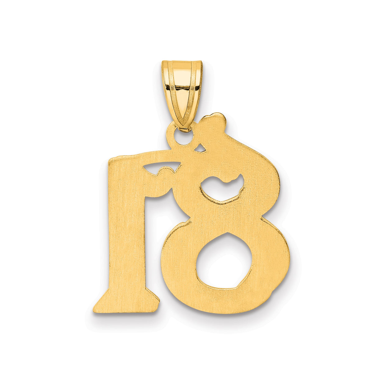 14k Yellow Gold Number 81 Pendant, Polished Script Milestone Charm for Men or Women