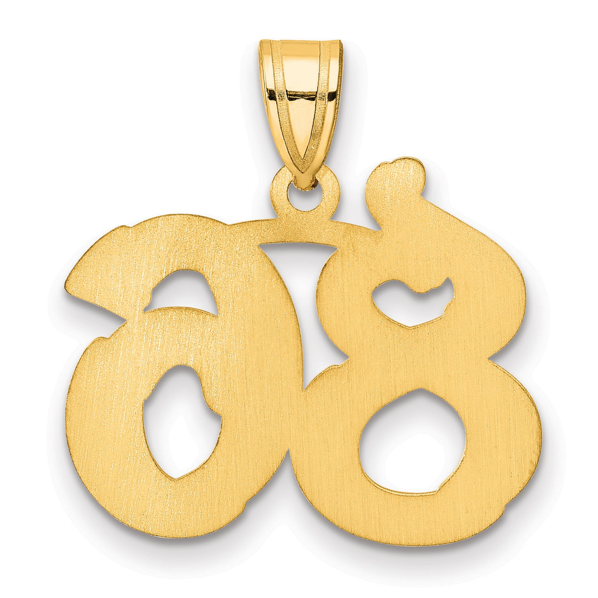 Polished Etched Number 86 Charm Pendant in Real 14k Yellow Gold