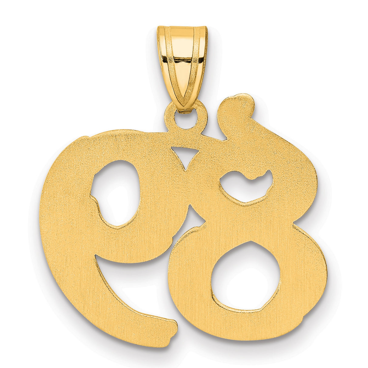Polished Etched Number 89 Charm Pendant in Real 14k Yellow Gold