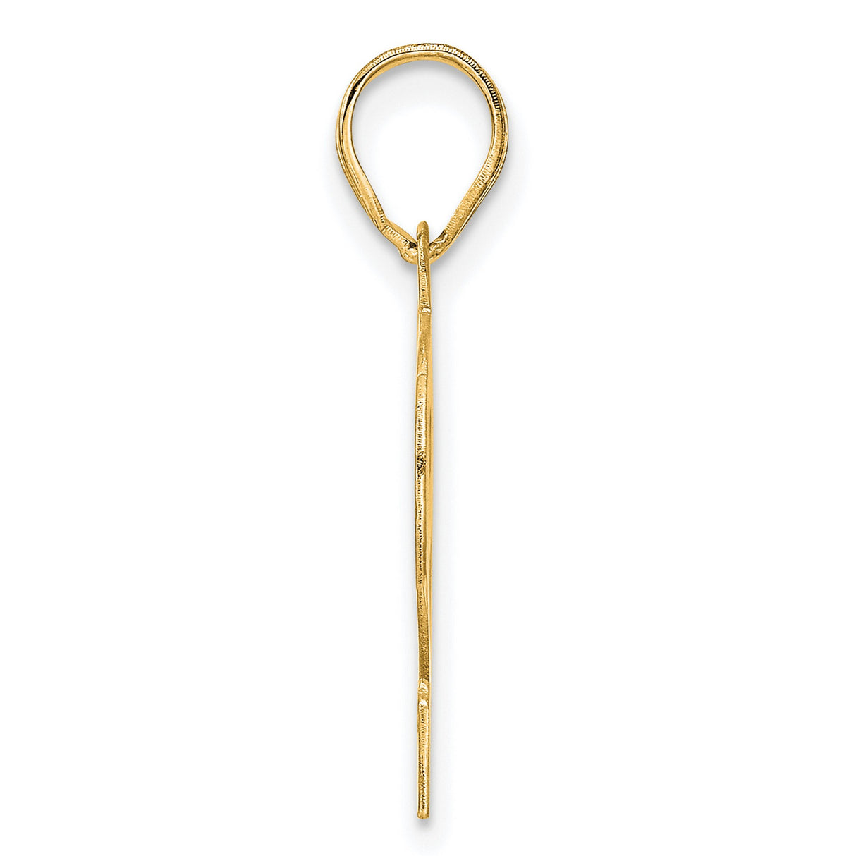 Polished Etched Number 92 Charm Pendant in Real 14k Yellow Gold