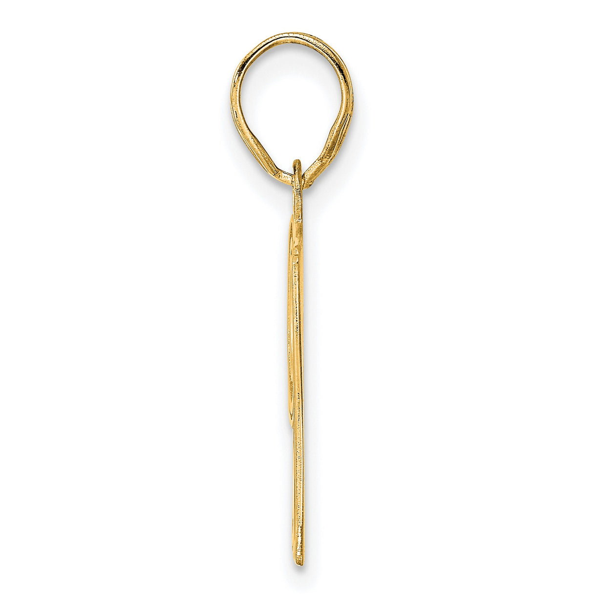 Polished Etched Number 97 Charm Pendant in Real 14k Yellow Gold