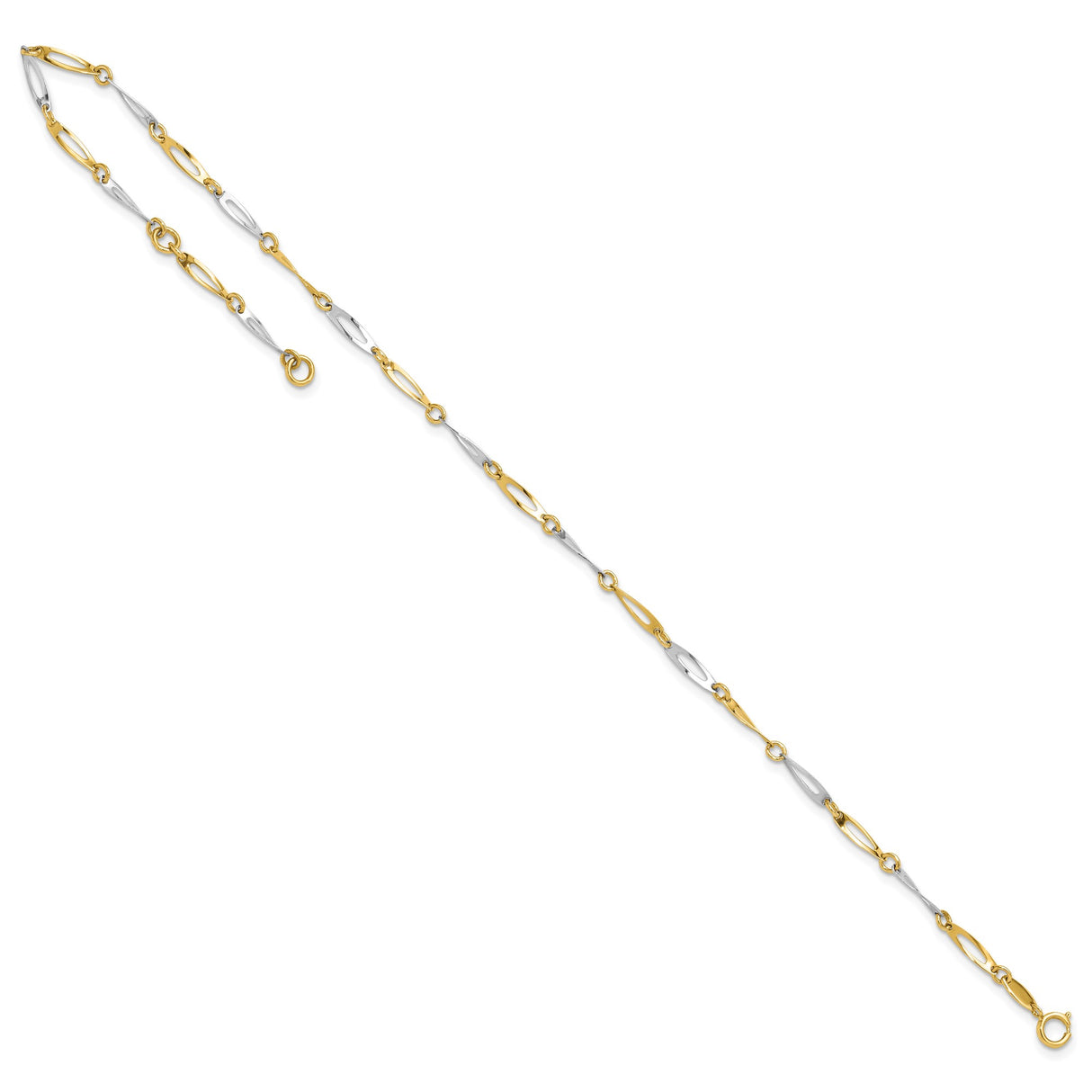 14K Two-tone Gold 2.2 mm Polished Chain Anklet detail view