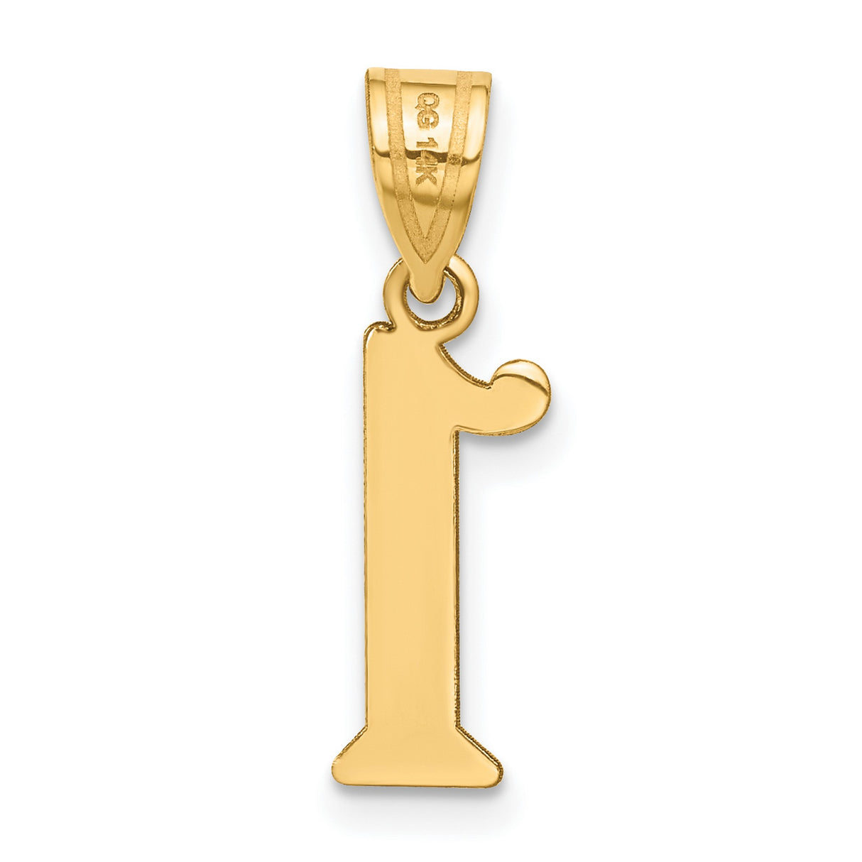14k Yellow Gold Number 1 Pendant, Polished Finish Charm, Achievement and Leadership Symbol