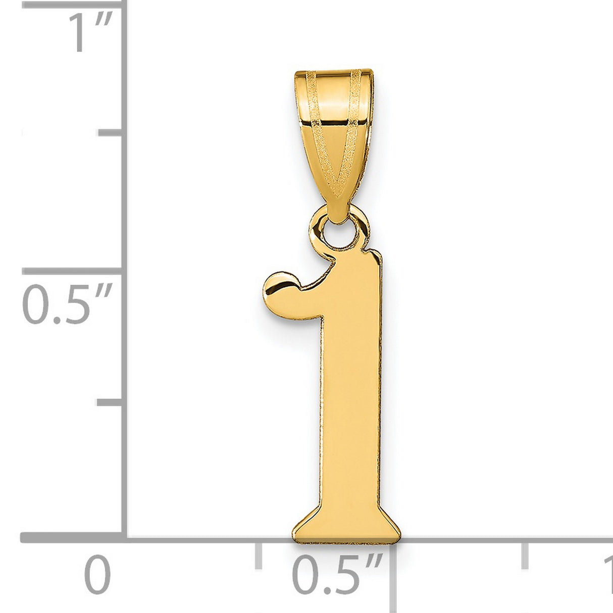 14k Yellow Gold Number 1 Pendant, Polished Finish Charm, Achievement and Leadership Symbol