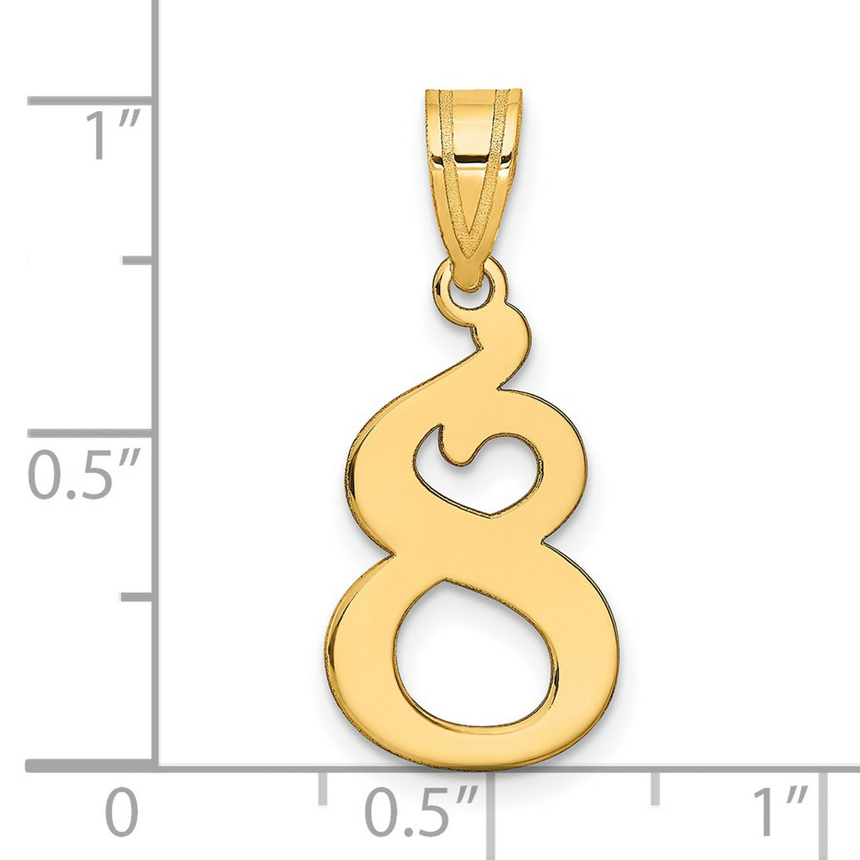 Polished Number 8 Charm Pendant in Real 14k Yellow Gold