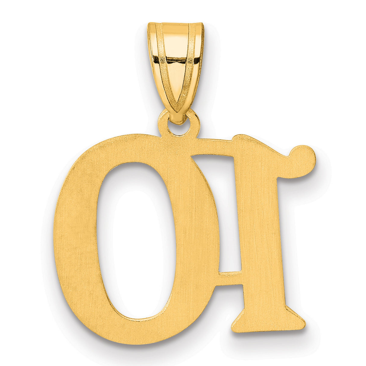 Polished Number 10 Charm Pendant in Real 14k Yellow Gold