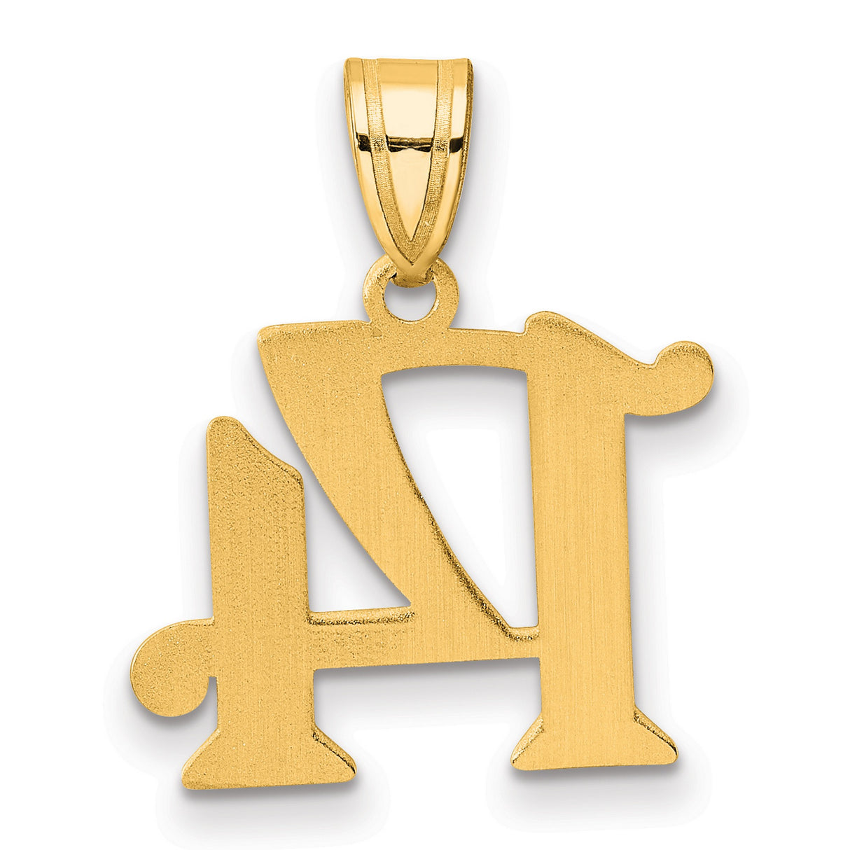 Polished Number 14 Charm Pendant in Real 14k Yellow Gold