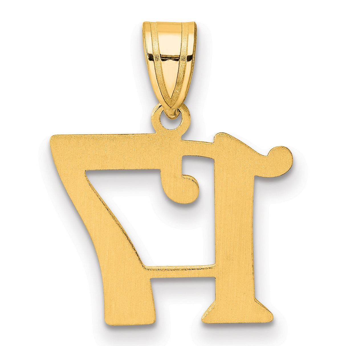 Polished Number 17 Charm Pendant in Real 14k Yellow Gold